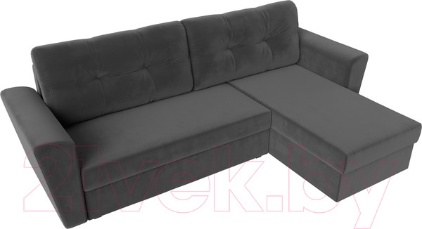 Изображение товара Диван угловой Лига Диванов Амстердам Лайт правый (велюр серый)