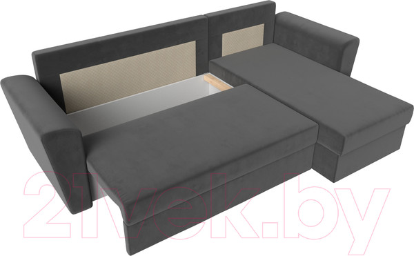 Изображение товара Диван угловой Лига Диванов Амстердам Лайт правый (велюр серый)