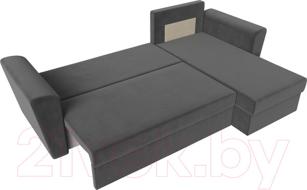 Изображение товара Диван угловой Лига Диванов Амстердам Лайт правый (велюр серый)