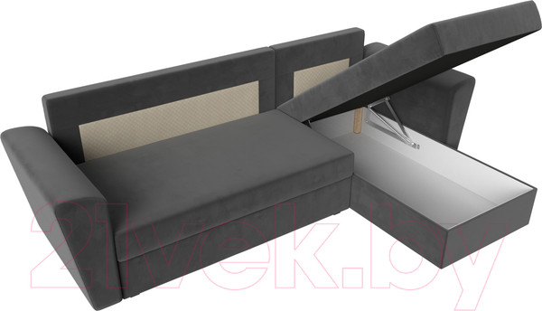 Изображение товара Диван угловой Лига Диванов Амстердам Лайт правый (велюр серый)