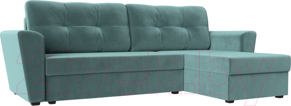 Изображение товара Диван угловой Лига Диванов Амстердам Лайт правый (велюр бирюзовый)