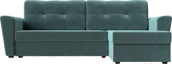 Изображение товара Диван угловой Лига Диванов Амстердам Лайт правый (велюр бирюзовый)