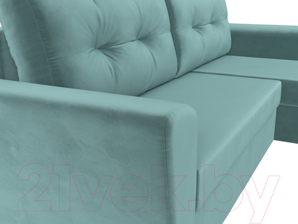 Изображение товара Диван угловой Лига Диванов Амстердам Лайт правый (велюр бирюзовый)