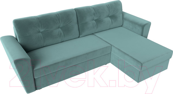 Изображение товара Диван угловой Лига Диванов Амстердам Лайт правый (велюр бирюзовый)