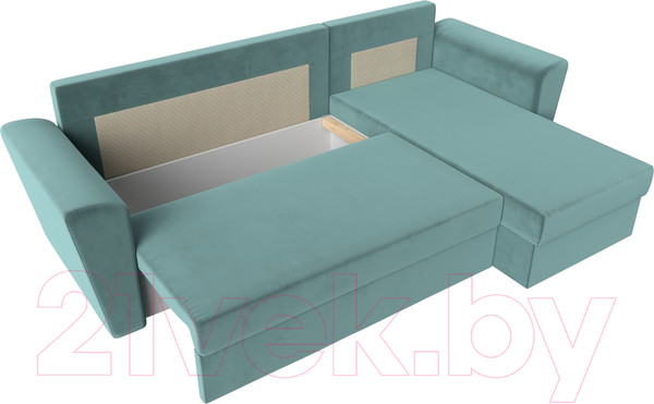 Изображение товара Диван угловой Лига Диванов Амстердам Лайт правый (велюр бирюзовый)