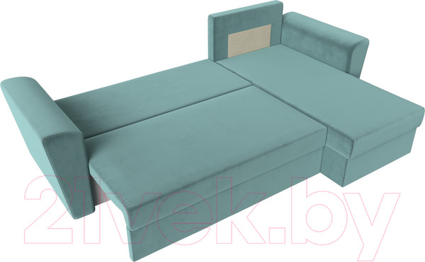 Изображение товара Диван угловой Лига Диванов Амстердам Лайт правый (велюр бирюзовый)