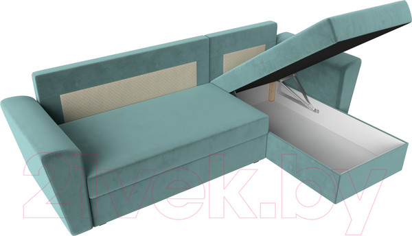 Изображение товара Диван угловой Лига Диванов Амстердам Лайт правый (велюр бирюзовый)