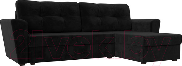 Изображение товара Диван угловой Лига Диванов Амстердам Лайт правый (велюр черный)