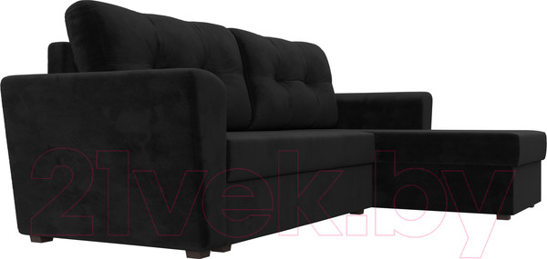 Изображение товара Диван угловой Лига Диванов Амстердам Лайт правый (велюр черный)