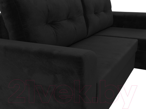 Изображение товара Диван угловой Лига Диванов Амстердам Лайт правый (велюр черный)