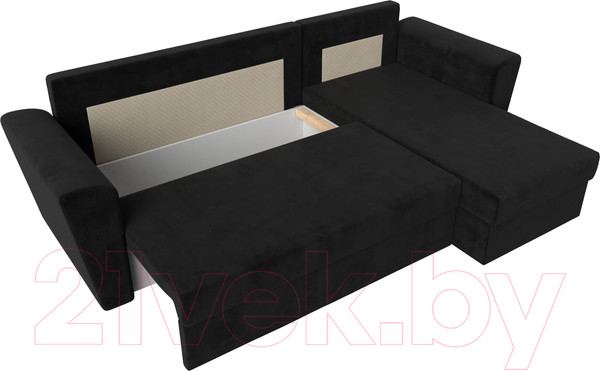 Изображение товара Диван угловой Лига Диванов Амстердам Лайт правый (велюр черный)