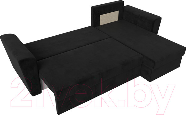 Изображение товара Диван угловой Лига Диванов Амстердам Лайт правый (велюр черный)