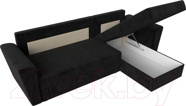 Изображение товара Диван угловой Лига Диванов Амстердам Лайт правый (велюр черный)
