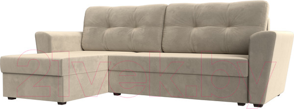 Изображение товара Диван угловой Лига Диванов Амстердам Лайт левый (микровельвет бежевый)