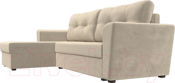 Изображение товара Диван угловой Лига Диванов Амстердам Лайт левый (микровельвет бежевый)