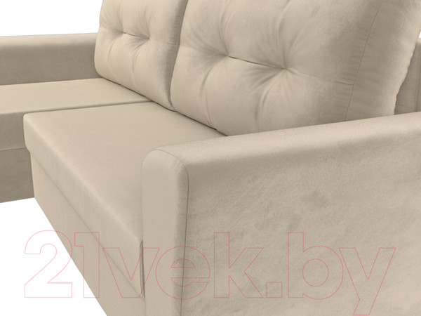 Изображение товара Диван угловой Лига Диванов Амстердам Лайт левый (микровельвет бежевый)
