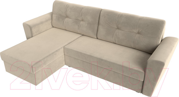 Изображение товара Диван угловой Лига Диванов Амстердам Лайт левый (микровельвет бежевый)