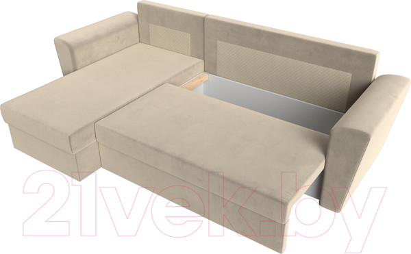 Изображение товара Диван угловой Лига Диванов Амстердам Лайт левый (микровельвет бежевый)