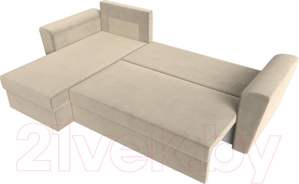 Изображение товара Диван угловой Лига Диванов Амстердам Лайт левый (микровельвет бежевый)