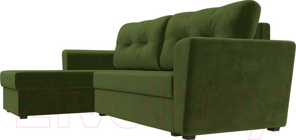 Изображение товара Диван угловой Лига Диванов Амстердам Лайт левый (микровельвет зеленый)