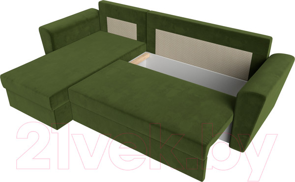 Изображение товара Диван угловой Лига Диванов Амстердам Лайт левый (микровельвет зеленый)