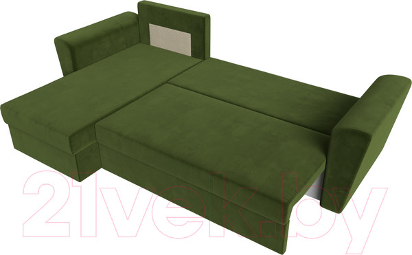 Изображение товара Диван угловой Лига Диванов Амстердам Лайт левый (микровельвет зеленый)