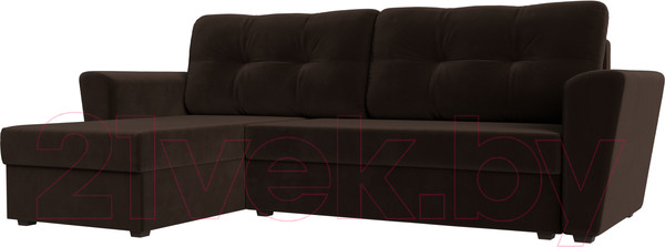 Изображение товара Диван угловой Лига Диванов Амстердам Лайт левый (микровельвет коричневый)