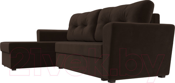 Изображение товара Диван угловой Лига Диванов Амстердам Лайт левый (микровельвет коричневый)