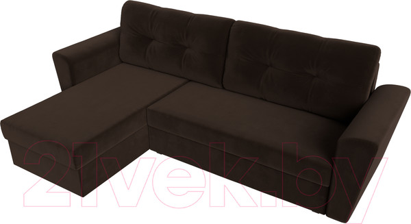 Изображение товара Диван угловой Лига Диванов Амстердам Лайт левый (микровельвет коричневый)