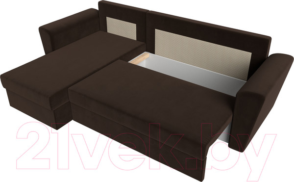 Изображение товара Диван угловой Лига Диванов Амстердам Лайт левый (микровельвет коричневый)