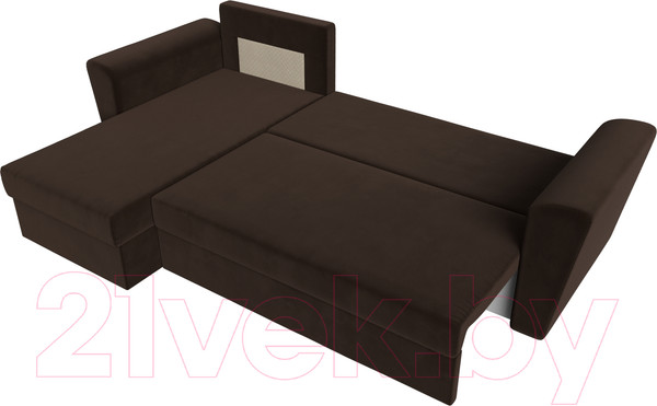Изображение товара Диван угловой Лига Диванов Амстердам Лайт левый (микровельвет коричневый)
