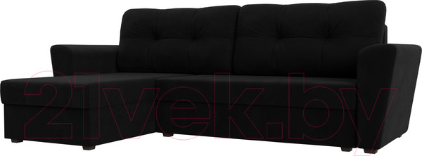Изображение товара Диван угловой Лига Диванов Амстердам Лайт левый (микровельвет черный)