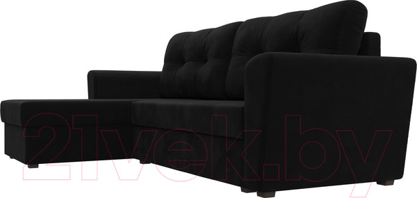 Изображение товара Диван угловой Лига Диванов Амстердам Лайт левый (микровельвет черный)
