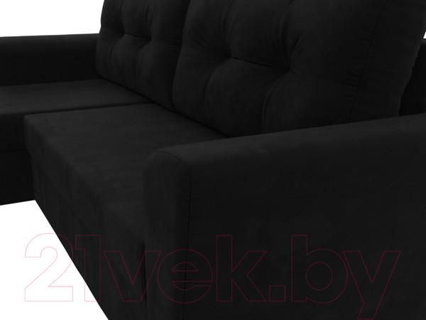 Изображение товара Диван угловой Лига Диванов Амстердам Лайт левый (микровельвет черный)