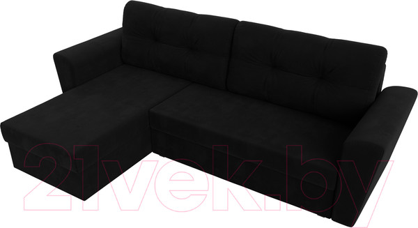 Изображение товара Диван угловой Лига Диванов Амстердам Лайт левый (микровельвет черный)