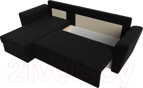 Изображение товара Диван угловой Лига Диванов Амстердам Лайт левый (микровельвет черный)