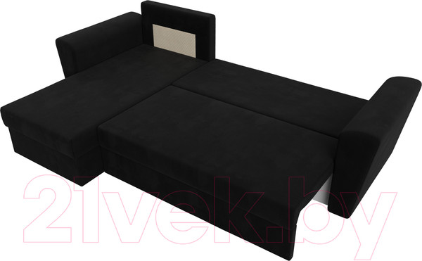Изображение товара Диван угловой Лига Диванов Амстердам Лайт левый (микровельвет черный)