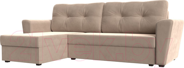 Изображение товара Диван угловой Лига Диванов Амстердам Лайт левый (велюр бежевый)
