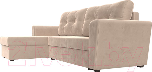 Изображение товара Диван угловой Лига Диванов Амстердам Лайт левый (велюр бежевый)
