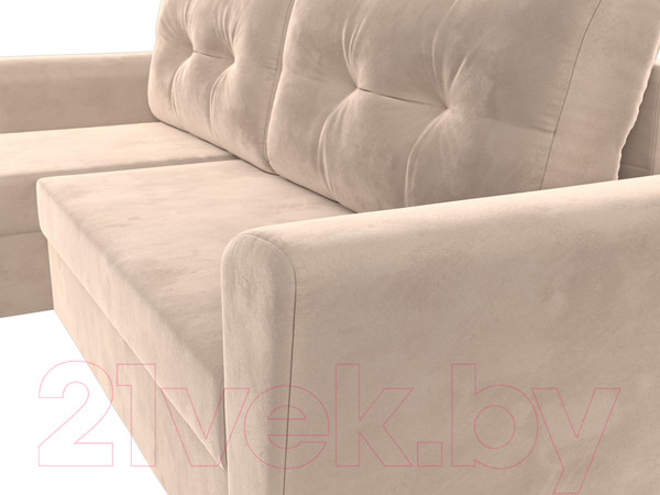 Изображение товара Диван угловой Лига Диванов Амстердам Лайт левый (велюр бежевый)