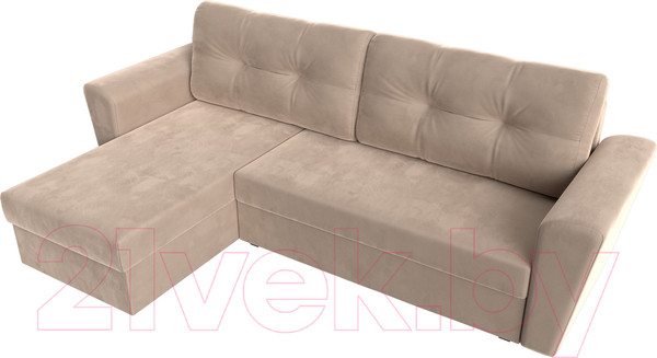 Изображение товара Диван угловой Лига Диванов Амстердам Лайт левый (велюр бежевый)