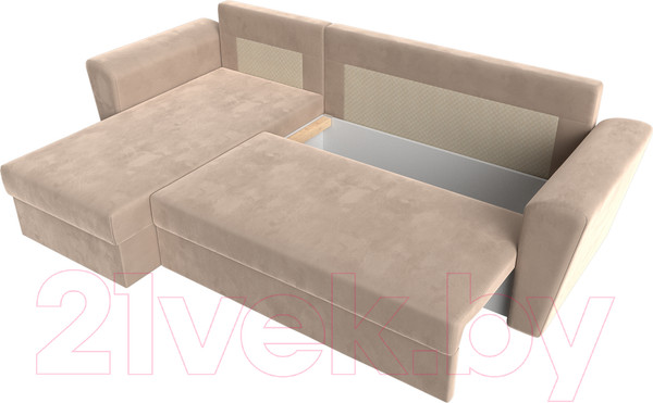 Изображение товара Диван угловой Лига Диванов Амстердам Лайт левый (велюр бежевый)