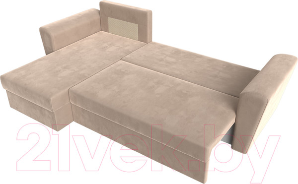Изображение товара Диван угловой Лига Диванов Амстердам Лайт левый (велюр бежевый)