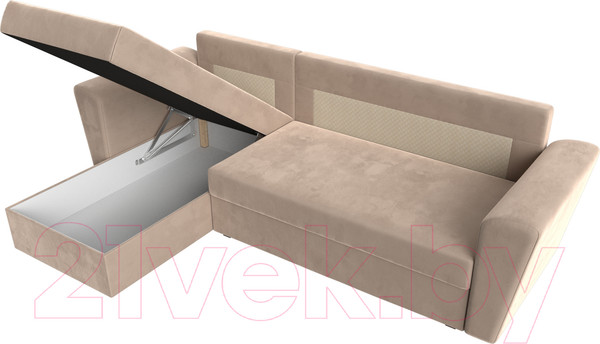 Изображение товара Диван угловой Лига Диванов Амстердам Лайт левый (велюр бежевый)