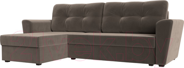 Изображение товара Диван угловой Лига Диванов Амстердам Лайт левый (велюр коричневый)