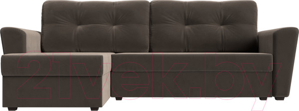 Изображение товара Диван угловой Лига Диванов Амстердам Лайт левый (велюр коричневый)