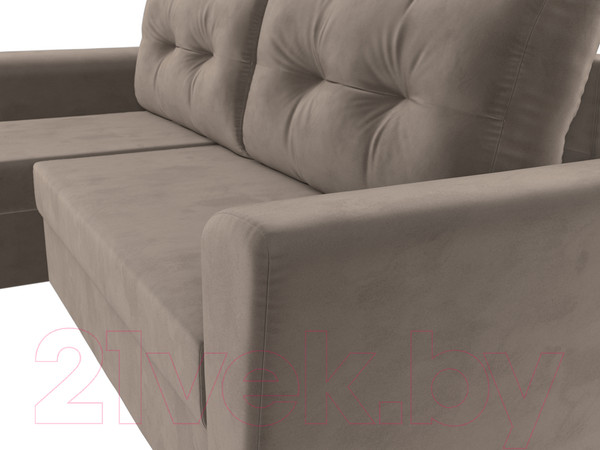 Изображение товара Диван угловой Лига Диванов Амстердам Лайт левый (велюр коричневый)
