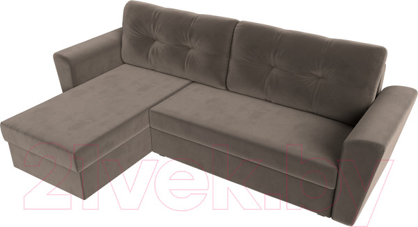 Изображение товара Диван угловой Лига Диванов Амстердам Лайт левый (велюр коричневый)