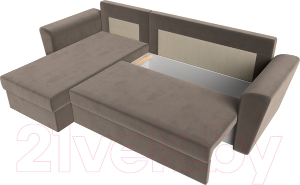 Изображение товара Диван угловой Лига Диванов Амстердам Лайт левый (велюр коричневый)