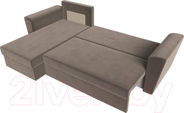 Изображение товара Диван угловой Лига Диванов Амстердам Лайт левый (велюр коричневый)